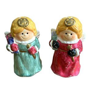 Vintage Ceramic Angel Salt and Pepper Shakers 3.5"  Christmas Holiday